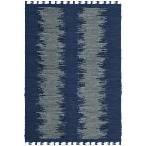 SAFAVIEH Montauk Adayln Abstract Cotton Area Rug, Navy, 6' x 6' Round