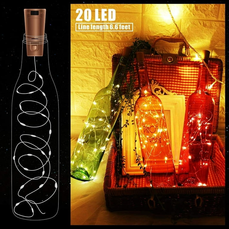 FENSTY 30 Pack Wine Bottle Lights with Cork Cork Bottle Lights Battery Operated 6.6ft Silver Wire 20 LEDs Fairy Lights for Christmas DIY Party Decor