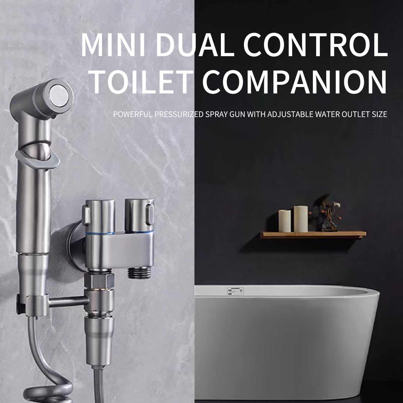 Gray Toilet Spray Bidet with Dual Outlet,Multi-Functional Angle Adjustable for Enhanced Hygiene & Convenience