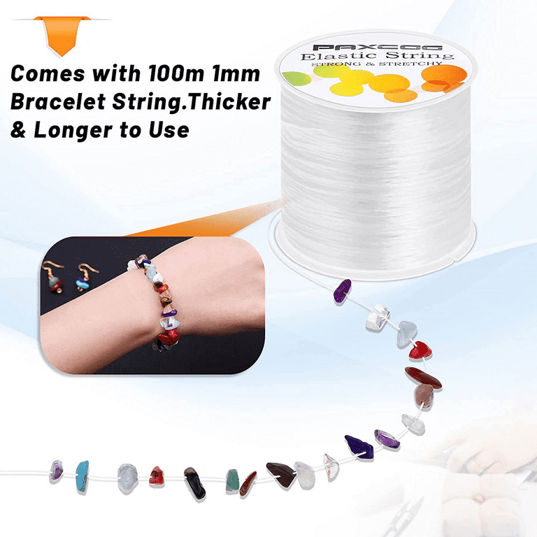 1mm x 100m Clear Elastic for Bracelet Making Strong & Stretchy Elastic  String, Durable & Transparent Elastic Thread, Easy to Knot, Bracelet  Elastic