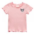 thumbnail image 1 of Toddlers Baby Girls Summer Clothes Ruffle Ribbed Knit Short Sleeves T-Shirt Tops, 1 of 6