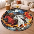 thumbnail image 5 of Round Rug, Four Horsemen Cute Design Soft Washable Carpet, Non-Slip Floor Mat for Living Room Bedroom Home Decor 24 Inch, 5 of 6
