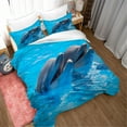 thumbnail image 3 of 3D Blue Sea Animal Dolphin Funda nórdica Juego de cama Funda nórdica Fundas de almohada, 3 of 4