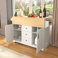 thumbnail image 3 of taoruifang white 55.7'' Kitchen Island with 2 Drop Leaf for 4-6 Seating with Power Outlet, 3 of 27