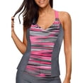 thumbnail image 1 of Womens Printed Strappy Racerback Tankini Swim Top No Bottom S - XXXL, 1 of 5