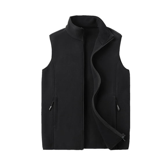 XFYSSS Fashion Men's Solid Color Double-Sided Fleece Zipper Vest Pocket Outdoor Shoulder Jacket Sleeveless Hoodless Casual Outwear & Jackets