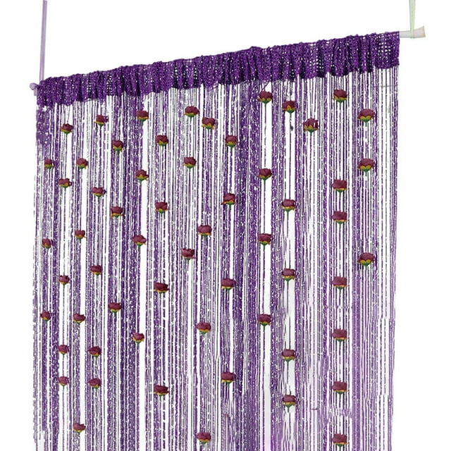 Binwennn Rose Thread Door Curtain 2024 New 39x79 Inch String Curtain With Roses Room Divider Decoration Easy To Use And Door Frame Tassel Rose Thread Door Curtain For Door Home Dec Curtain for Windows