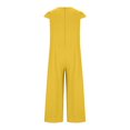 thumbnail image 4 of Jumpsuits for Women Summer Loose Wide Leg Jumpsuits Solid Color Plus Size Short Sleeve Rompers Overalls Yellow 4XL, 4 of 5