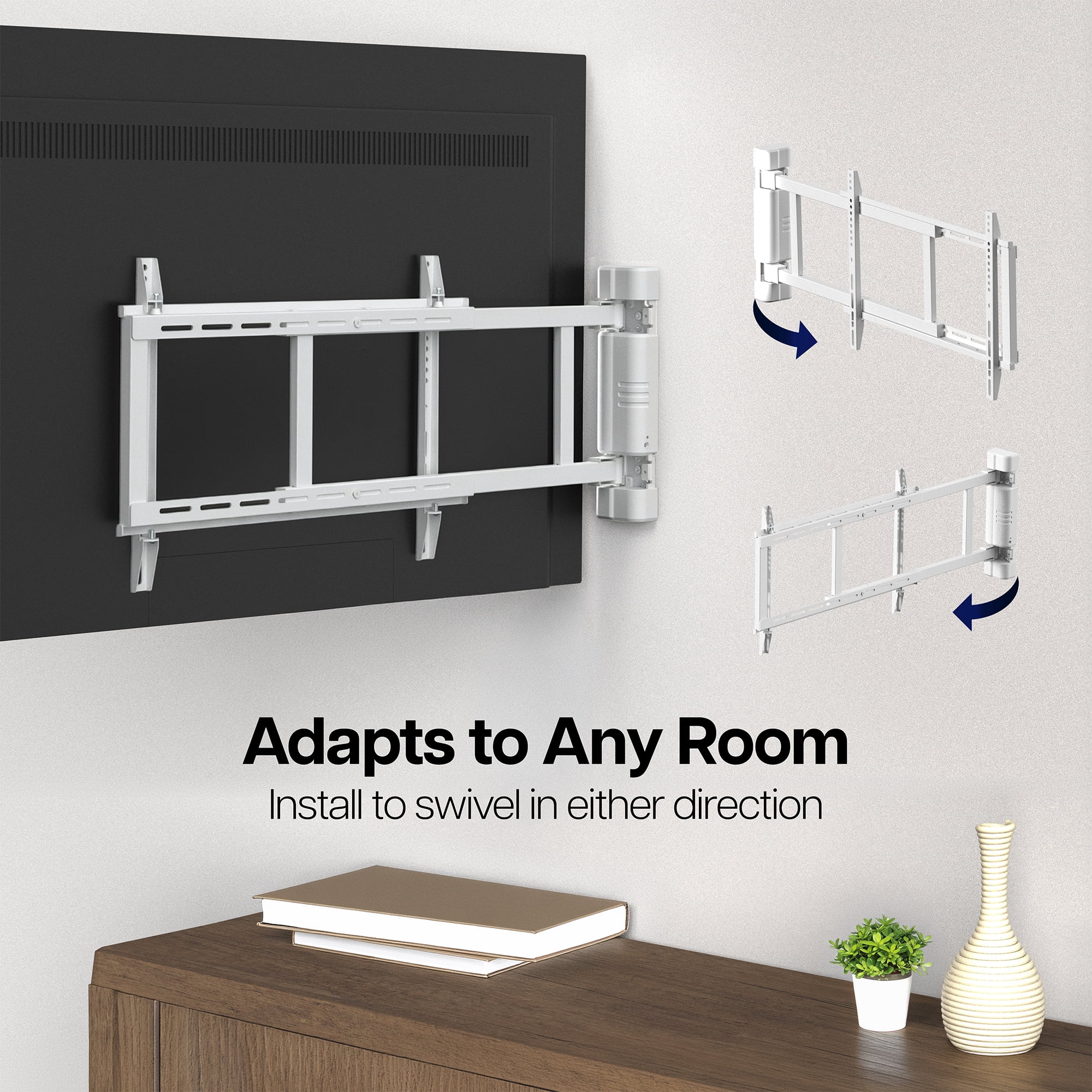 VIVO White Steel Low Profile Electric Adjustable Swing 32" to 75" TV Wall Mount