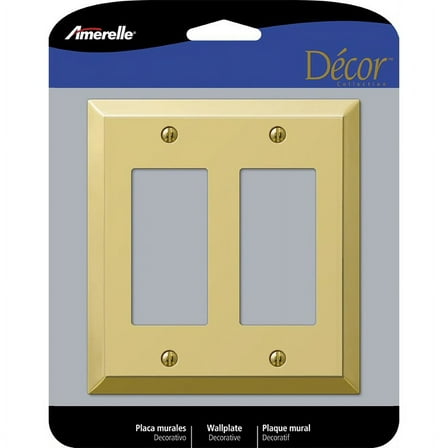 1 Pc, Amerelle Century Polished Brass 2 Gang Stamped Steel Decorator Wall Plate 1 Pk