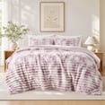 thumbnail image 3 of Regency Heights Full/Queen Size Comforter Set, Fluffy Ribbed Plush Comforter Set, 3-Piece Bedding Set, Purple Tie Dye, 3 of 11