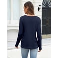 thumbnail image 4 of Zeagoo Women's Ribbed Knit Tops Long Sleeve Crew Neck Tees Decorative Pocket Button Shoulder Casual Basic Tee Shirts, 4 of 8