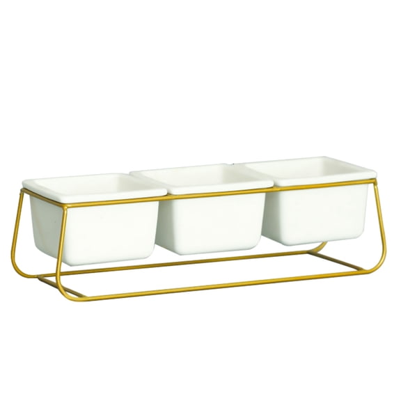 SOPOTUTU Ceramic Plant Pot with Metal Stand, Stylish Indoor Planter Holder for Home and Office Decoration, 1 Set