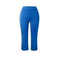 thumbnail image 3 of Uqiangy Capri Pants for Women Dressy Pull On Stretch High Waisted Crop Work Leggings with Pockets igh Waisted Pull On Dress Pants Slim Straight Leg Stretchy Waist Capris Trousers Pants Blue 2XL, 3 of 6
