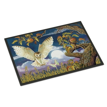 Carolines Treasures PRS4062MAT Barn Owl In The  Orchard Door Mat Indoor Rug or Outdoor Welcome Mat 18x27 Doormat  27"L x