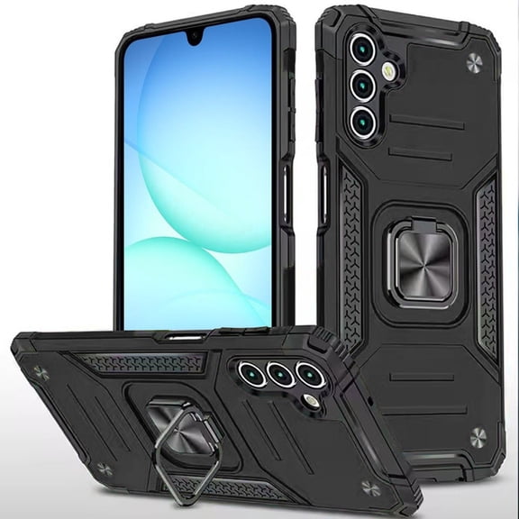 PT for Samsung Galaxy A17 S176V / Samsung Galaxy A26 5G S266V Robust Ring Kickstand Hybrid Phone Case Cover - Black