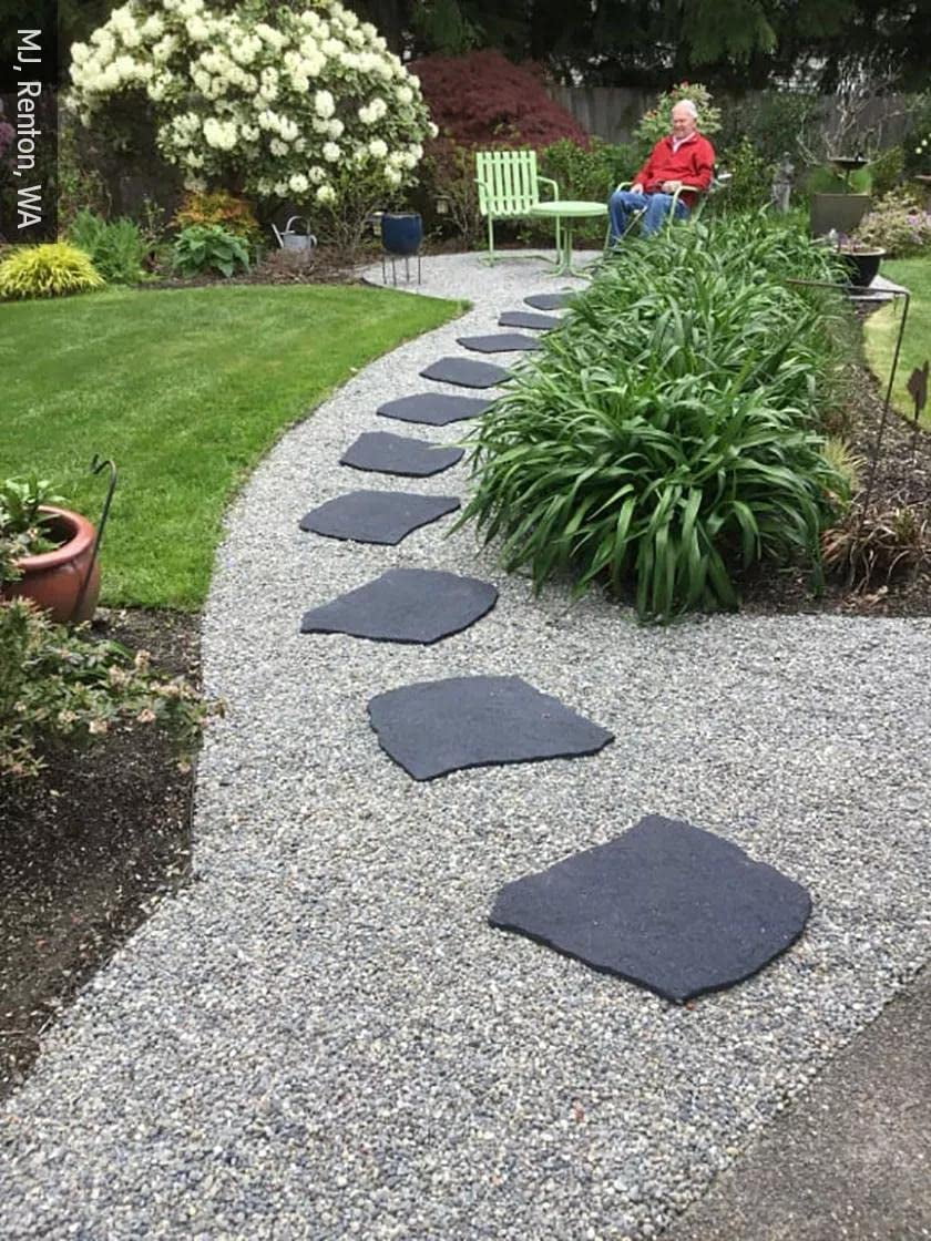 Image of Gray rubber gravel walkway
