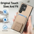 thumbnail image 5 of Allytech Card Holder Back Cover Case for Samsung Galaxy S24 Ultra, PU Leather TPU Hybrid Kickstand Anti-Scratch Shockproof Slim Vintage Phone Case for Galaxy S24 Ultra, Khaki, 5 of 8