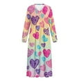 thumbnail image 5 of SEANATIVE Women's Night Gown Long Sleeve Sleep Shirt Button Front Pajama Dress Soft Full Length Nightshirt Sleepwear for Bedroom Home, XL, Colorful Heart-shaped Pattern, 5 of 7