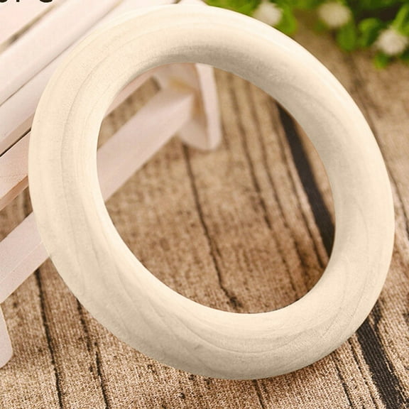 10 Pieces Wooden Rings Natural Wood Rings Without Paint Smooth Unfinished Wood Circles for Craft DIY Baby Teething Ring Pendant Connectors Jewelry Making (70mm)