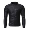 thumbnail image 4 of Abrigo de moto para hombre nuevo de otoño e invierno con cuello alto y todo fósforo de piel sintética lavada para hombre, 4 of 5