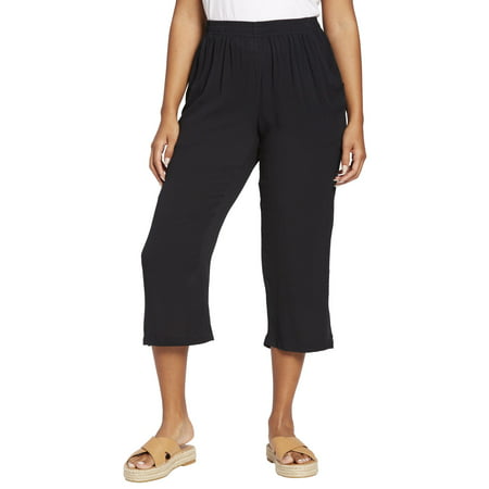 Woman Within - Woman Within Plus Size Crinkle Capri Pants - Walmart.com