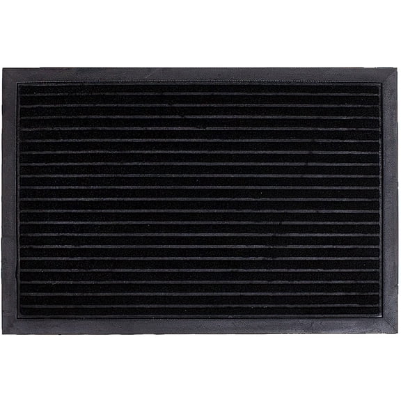Striped Front Door Mat Welcome Mats Outdoor Entryway Doormat Striped Door Mat Rubber Door Mats Door Mat Indoor Entrance Non Slip Mat Dirt Trap Mat 24×16 Inches (Black)