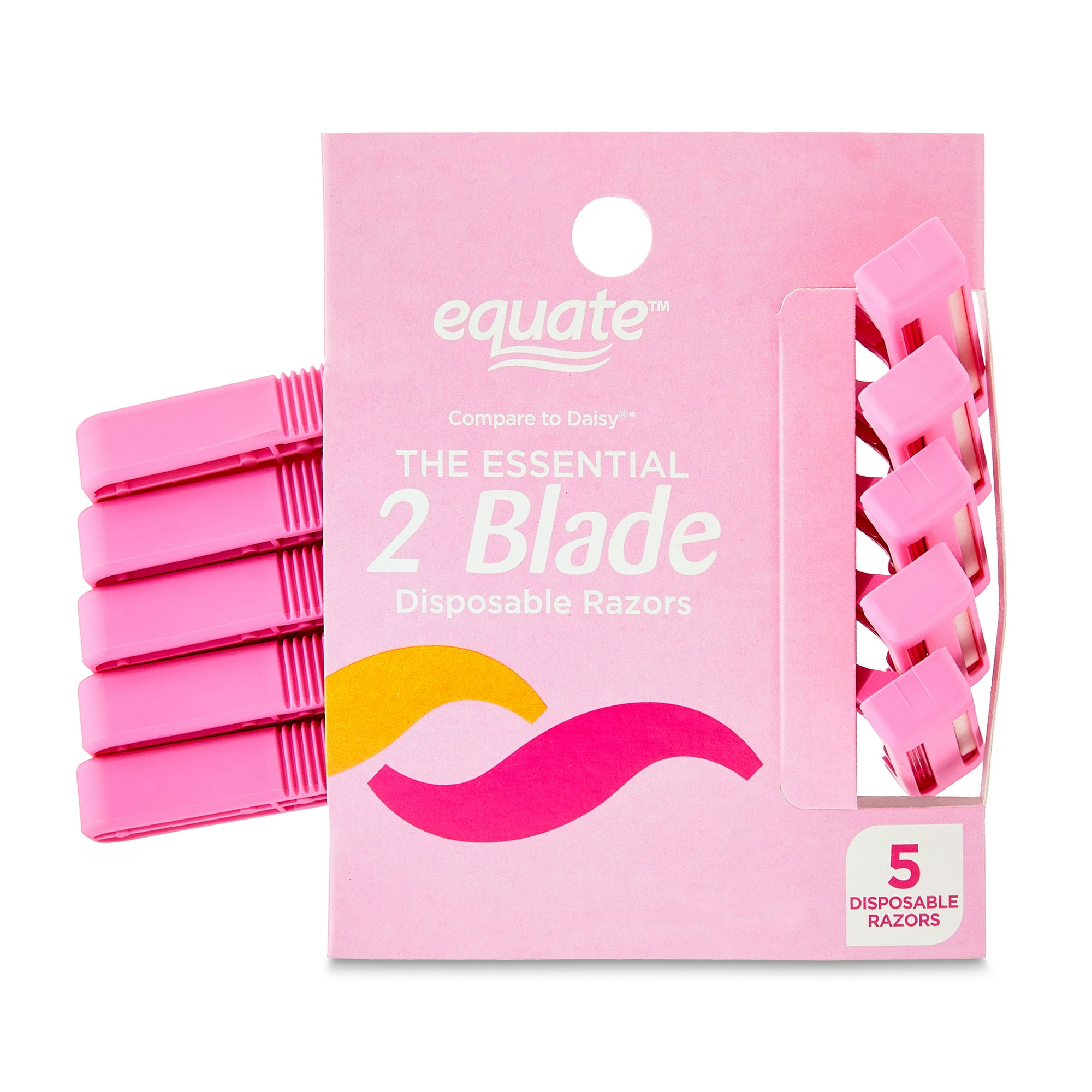 Equate Women's 2-Blade Disposable Razors, Pink, 5 Count