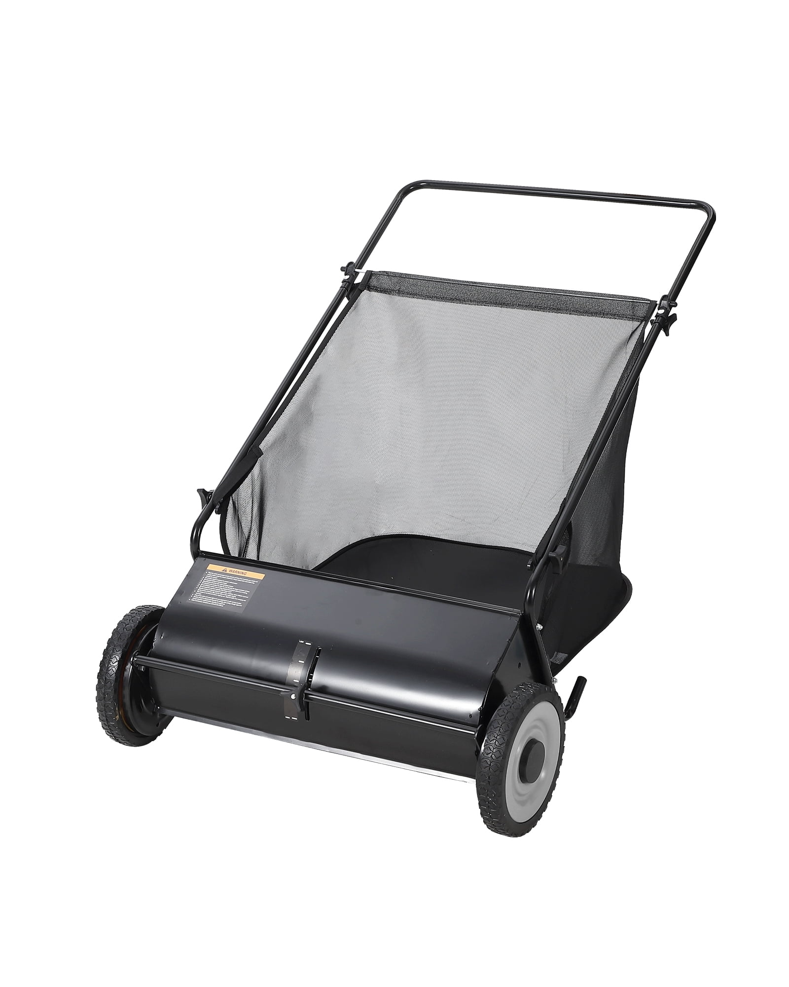 Ladcaser 26 in Push Lawn Sweeper, 7 Cu. Ft. Hopper Capacity Grass Sweeper, Manual Push Yard Sweeper with Height Adjustment & 4 Fast Spinning Brushes for Grass Clippings Leaves & Debris, Black
