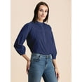 thumbnail image 2 of Moomaya Womens Solid Top, Mandarin Collar, Cotton Shirt Top, 2 of 8