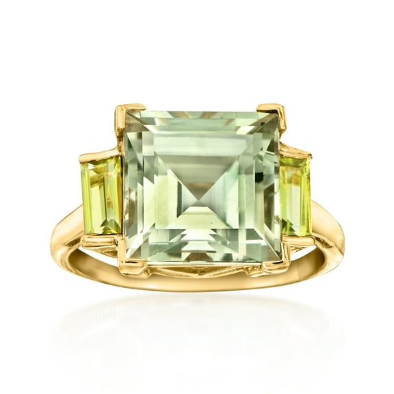 Ross-Simons 5.00 Carat Prasiolite and .80 ct. t.w. Peridot Ring in 18kt Gold Over Sterling, Women's, Adult