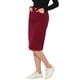 thumbnail image 4 of Faldas de mezclilla de cintura alta para mujer INSPIRE CHIC, con dobladillo sin terminar, a la altura de la rodilla, color rojo oscuro, talla M, 4 of 6