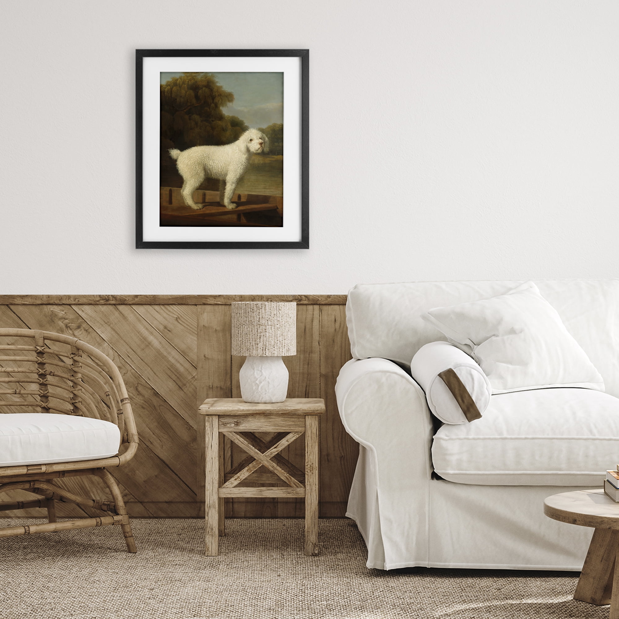 Stupell Industries White Poodle in a Punt Black Framed Print Under Glass, design by Tina LeCour