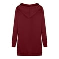 thumbnail image 5 of JINMGG Dress for Women Plus ,Women's Long-sleeved Pocket Pullover Hoodie Dress Waist Sweatshirt Solid Tops Wine XL, 5 of 6
