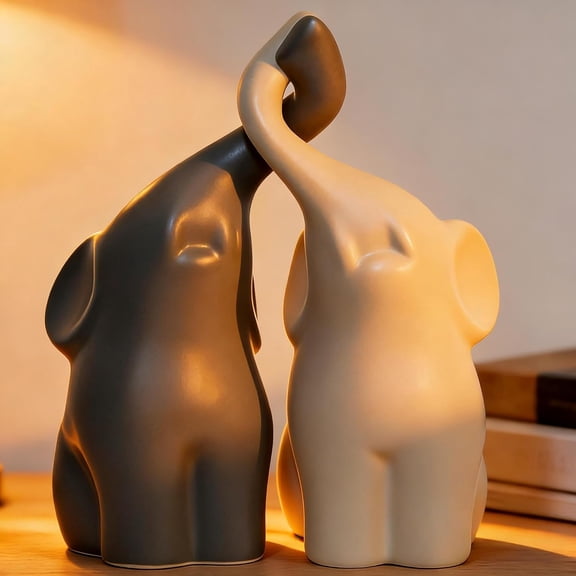 6 Inch Loving Pair of Elephants Elephant Decor Statue and Figurines Grey Elephant Gifts for Women for Couple
