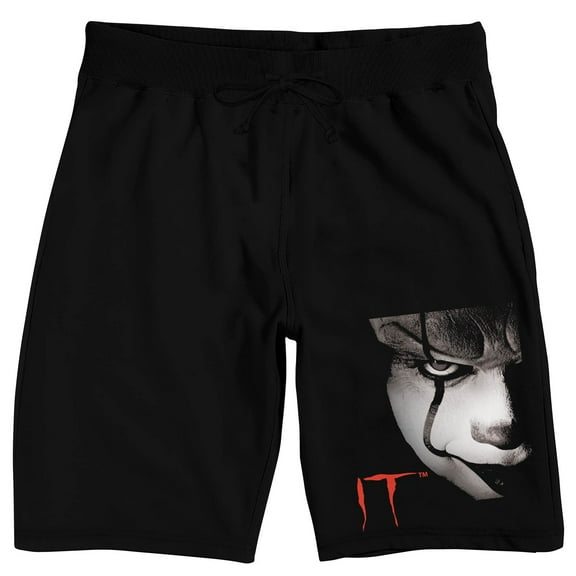 Pennywise Face IT Movie Men's Black Sleep Pajama Shorts-Medium