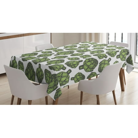 Artichoke Tablecloth, Detailed Drawing of Super Foods Fresh Vitamin Sources Natural Nutrition Source, Rectangular Table Cover for Dining Room Kitchen, 60 X 90 Inches, Forest Green, by (The Best Vitamin B 6 Food Sources Include)