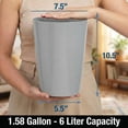 thumbnail image 3 of HOLDN’ STORAGE Small Trash Can with Open Top for Compact and Tight Spaces – 1.58 gal Capacity, Silver Brushed, 3 of 8