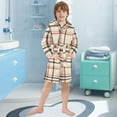 thumbnail image 5 of FORMRS Niños Bathrobe Unisex Hooded Robe Soft Plush Pajamas Sleepwear, Size 10-12T, Black Tartan, 5 of 7