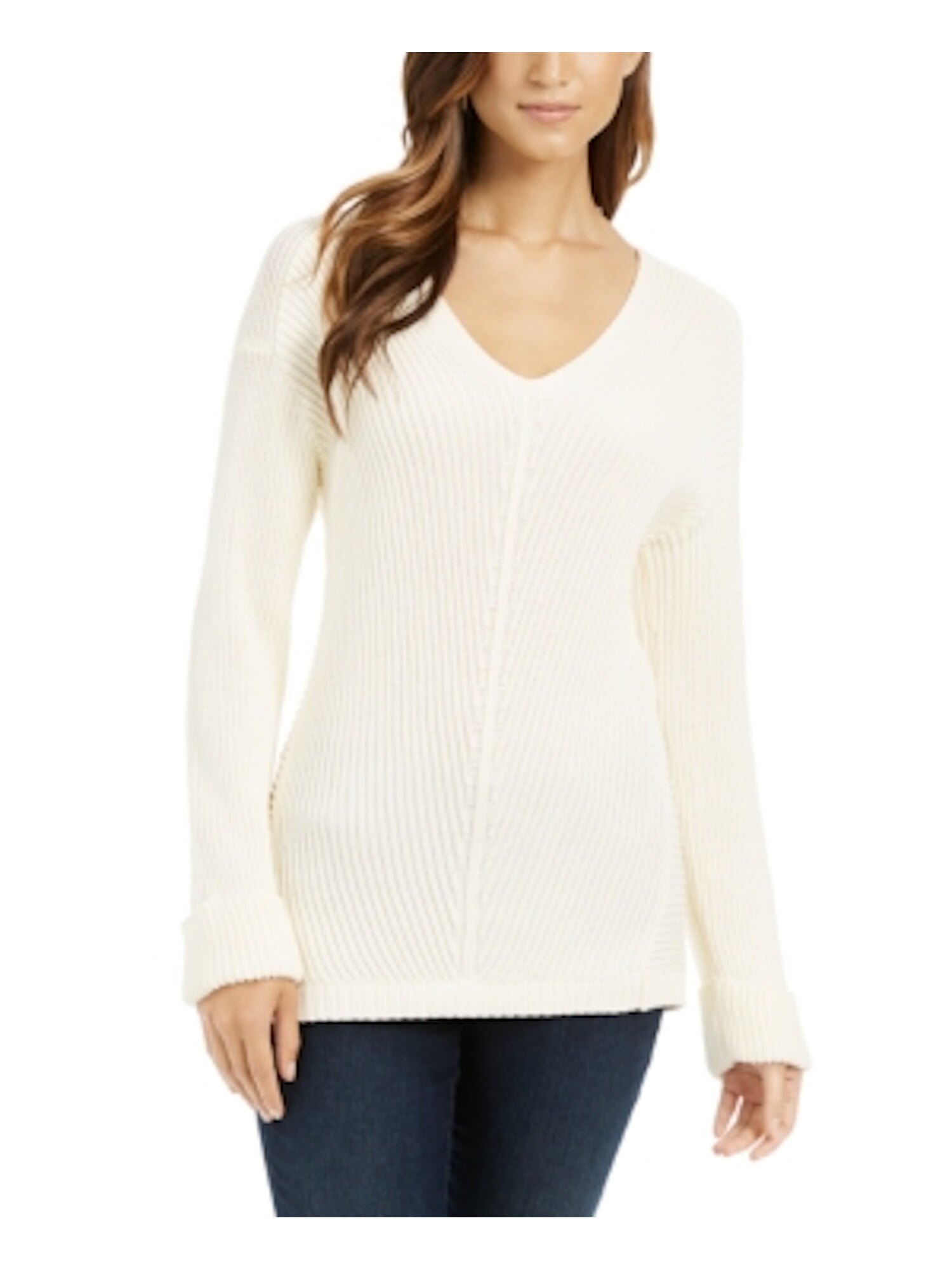 Charter Club Womens Hardware-Detail Knit V-Neck Sweater