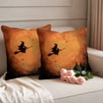 thumbnail image 2 of Halloween Orange Outdoor Waterproof Pillow Covers, Witch Castle Moon Tree Bat Horror Decorative Square Throw Pillowcase Sofa Cushion Sham for Patio/Couch/Chair, 16"x16" 2 Pack, 2 of 8