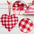 thumbnail image 5 of 12Pcs Valentine's Day Heart Ornaments 3.9 Inch - Red Pink Buffalo Plaid Fabric Baubles for Tree, Rustic Farmhouse Hanging Decor, Soft Plush Stuffed Hearts for Wedding Party DIY Home, 5 of 9