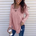 thumbnail image 3 of Lovebay Women's Long Sleeve V-Neck T-Shirt Tunic Tops Criss Cross Casual Blouse Shirts Pink S, 3 of 7