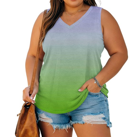 Njagoc Womens Plus Size Tank Tops Summer Sleeveless V Neck Camisole Casual Loose Fit Basic Tees Tunic Tops