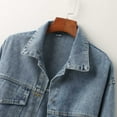 thumbnail image 5 of Vintage With Pocket Jacket Denim Jean Short Button Women Coat Distressed Down Women's Coat Long Sleeve Jean Jacket Summer Jackets for Women Short Jean Jacket Women Jean Jacket Women Women's Denim, 5 of 7