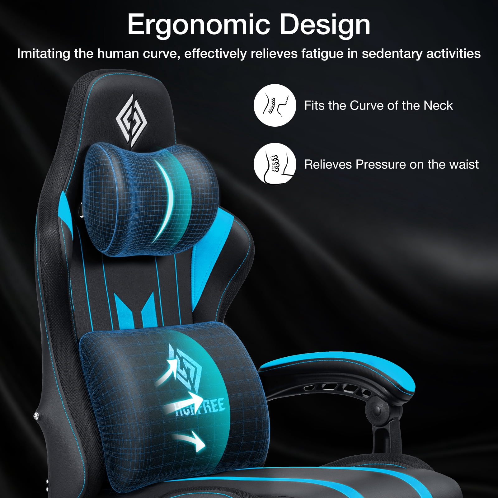 HOFFREE Massage Gaming Chair with Speakers, Leather Game Chair with Bluetooth and Music Rhythm RGB Lights, Big and Tall Gamer Chair with Footrest for Adults, Ergonomic Video Game Chair with Headrest