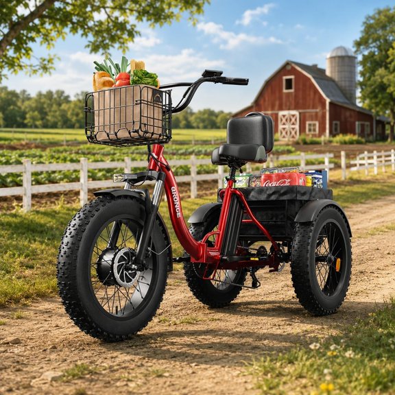 20" Electric Tricycle for Adults 1200W Peak Step-Thru E-Trike up to 75Miles Range 15 mph Fat Tire Electric Trike 3 Wheel Electric Bike for Seniors, 36V 20AH Battery E-Mountain Bikes, UL2849 by SGS
