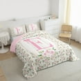 thumbnail image 3 of Castle Fairy Teens Boys Girls Bowknot Personalized Initial E 3-Piece Full Size Comforter Sets,Chic Flower Rose Bedding Comforter Set,Dreamy Princess Lightweight Bedding Sets, 3 of 8