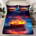 thumbnail image 2 of Castle Fairy Ice Hockey 4 Pieces Queen Sheet Sets,Sport Theme Ultra Soft Flat Sheet,Ball Gamer Queen Fitted Sheet,Luxury Teenagers Bedroom Decor, 2 of 7