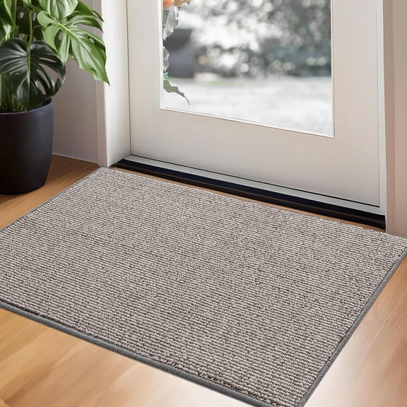 Front Door Mat Indoor Entrance, Indoor Doormat Non Slip Washable, Low Profile Outdoor Welcome Mat, 32" x 20" Resist Dirt Absorbent Entryway Doormat for Floor, Grey